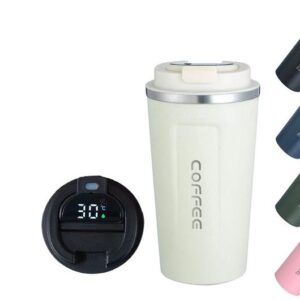 Travel Thermosbeker -  Met Temperatuurdisplay - 550 ML - WIT