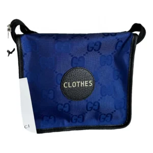 Gucci clothes/travel bag in blue canvas with oversized GG logo and black
